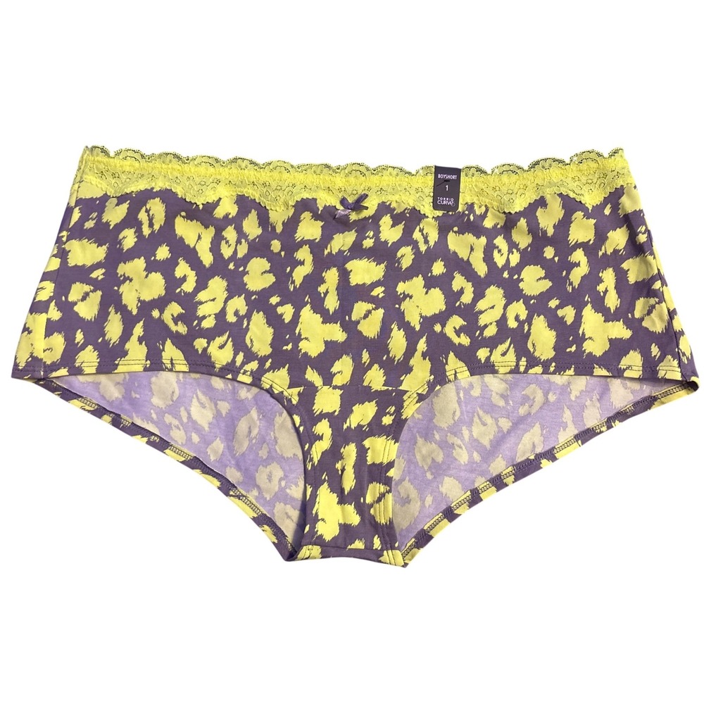 NEW Torrid Curve Animal Print Lace Trim Boyshort Panty Plus Size 1/1X